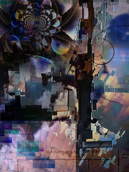 Digitale Abstracte Kunst Glitch Effect Weergave — Stockfoto