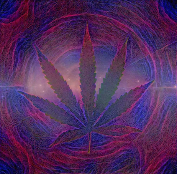 Marihuana Folha Pintura Abstrata — Fotografia de Stock