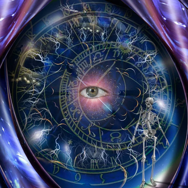 Eye Zodiac Clock Rendering — Stock Photo, Image