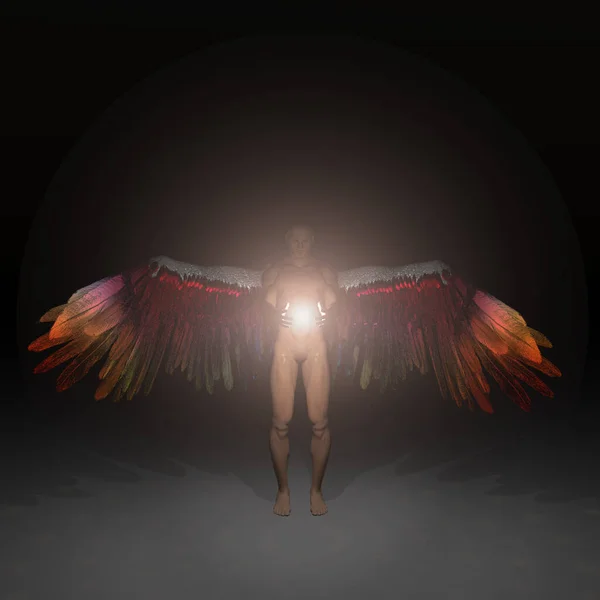 天使は神の光を持っている 3Dレンダリング — ストック写真