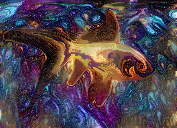 Abstract Painting Colorful Hallucinogenic Fish Rendering — Stock Photo, Image