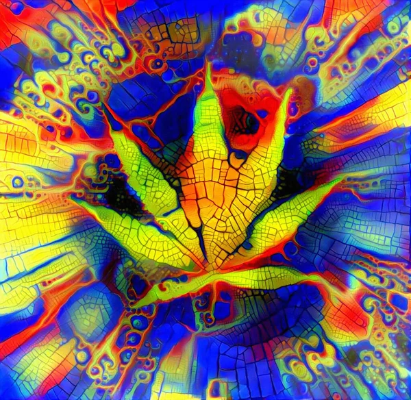 Marihuana Blatt Abstrakte Malerei Rendering — Stockfoto