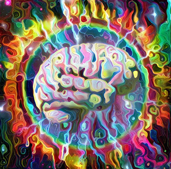 Pintura Abstracta Cerebro Humano Renderizado — Foto de Stock