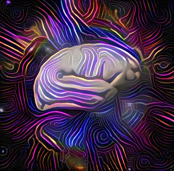 Ludzki Mózg Abstrakcyjny Renderowanie — Zdjęcie stockowe