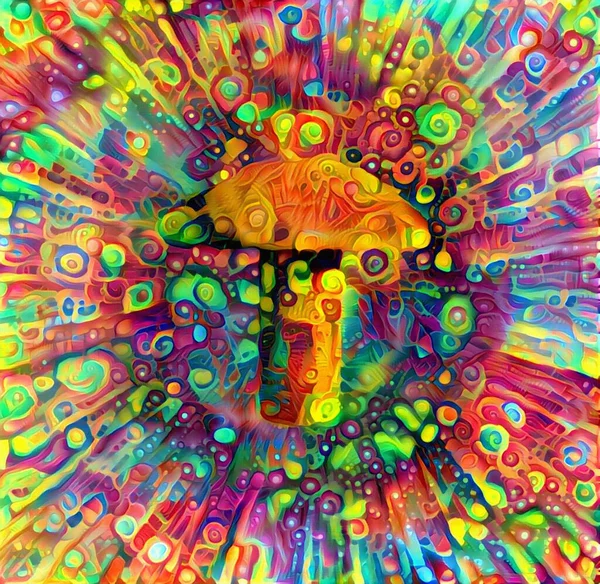蘑菇抽象画 3D渲染 — 图库照片