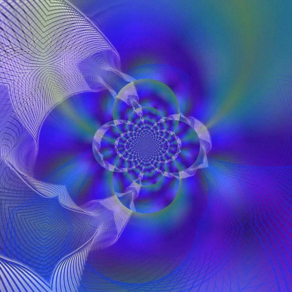 紫の青の色のフラクタルパターン 3Dレンダリング — ストック写真