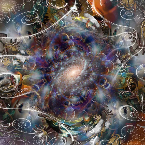 Sonsuz Boşluklar Zaman Spiralleriyle Gerçeküstü Kompozisyon Görüntüleme — Stok fotoğraf