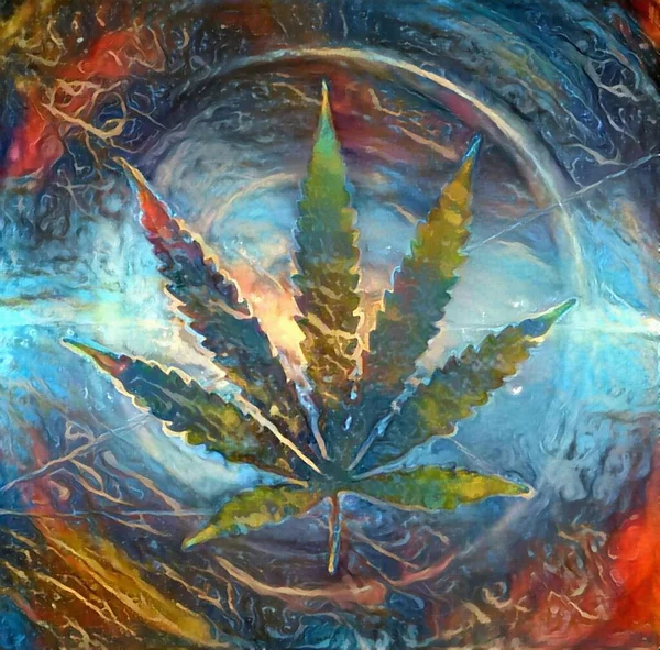 Marihuana Foglia Pittura Astratta — Foto Stock