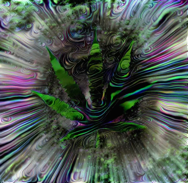 Marijuanablad Abstrakt Målning — Stockfoto