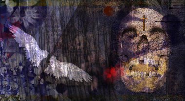 Manevi grunge sanatı. 3B görüntüleme