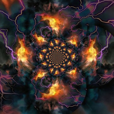 Yıldırım fırtınası fraktal. 3B görüntüleme