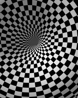 Modern dijital sanat. Kareli tünel. 3B görüntüleme