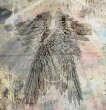 Modern karanlık sanat. Melek Kanatları. 3B görüntüleme