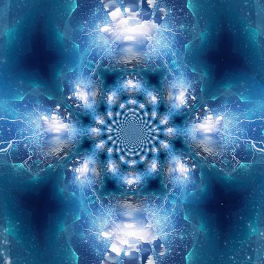 Güçlü bir enerji. Yıldırım avuç içinden yayılır. 3B görüntüleme