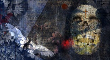 Manevi grunge sanatı. 3B görüntüleme