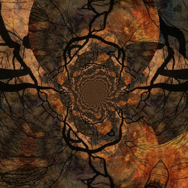 Soyut ağaçlar. Fraktal sanat. 3B görüntüleme