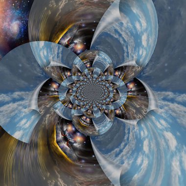 Gökyüzü perdesi. Fraktal. 3B görüntüleme