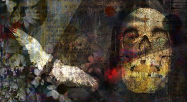 Manevi grunge sanatı. 3B görüntüleme