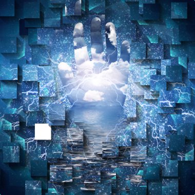 Güç açığa çıktı. İnsan avuç içi ve enerjisi