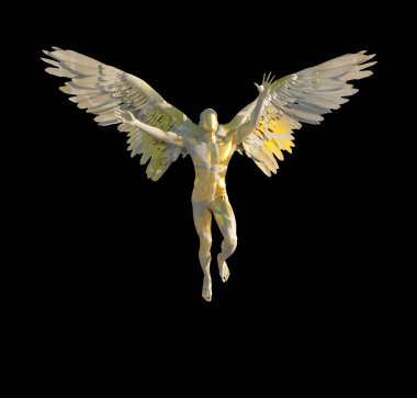 Melek, ilahi ışığı tutar. 3B görüntüleme