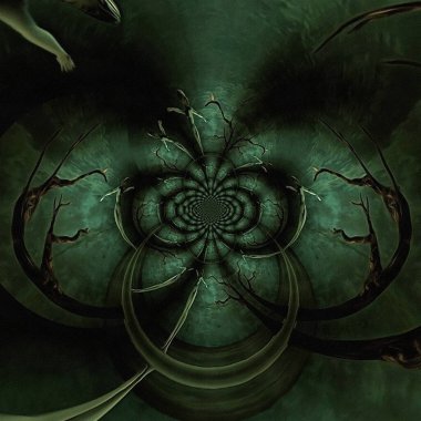 Dans eden kadının beyaz heykeli. Yaşlı ağaçtaki kuş. 3B görüntüleme