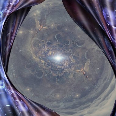 Çarpık uzayda melekler. 3B görüntüleme