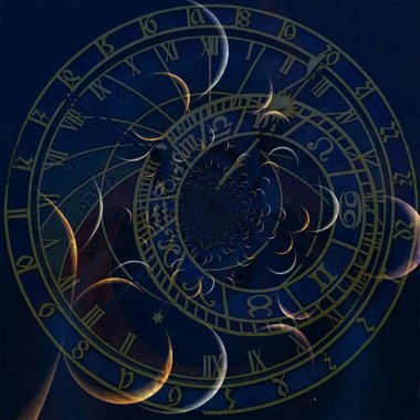 Zodiac saat kolajı. 3B görüntüleme