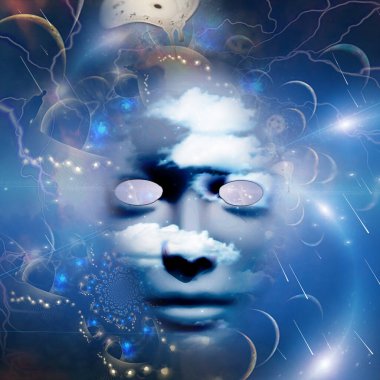 Gerçeküstü sanat. Hayalet surat. 3B görüntüleme