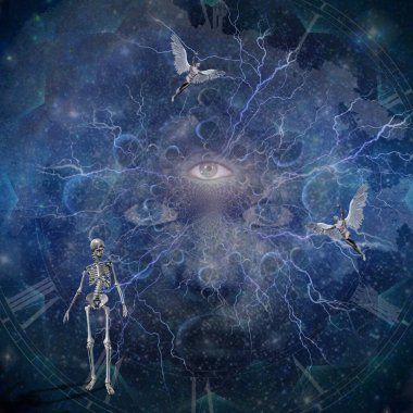 Melekler ve Tanrı 'nın üçüncü gözü. 3B görüntüleme