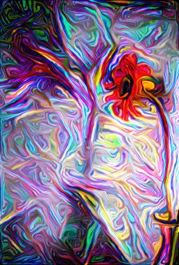 Çiçek. Canlı, soyut bir tablo. 3B görüntüleme