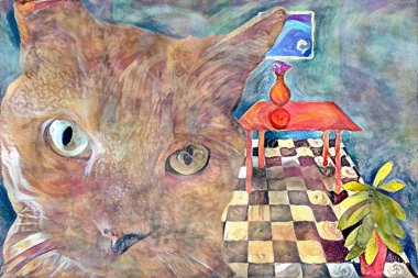 Dijital resim. Şirin kedi yavrusu. 3B görüntüleme