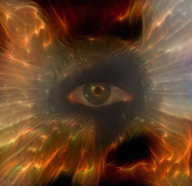 İnsan gözü. Soyut resim. 3B görüntüleme