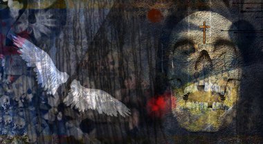 Manevi grunge sanatı. 3B görüntüleme