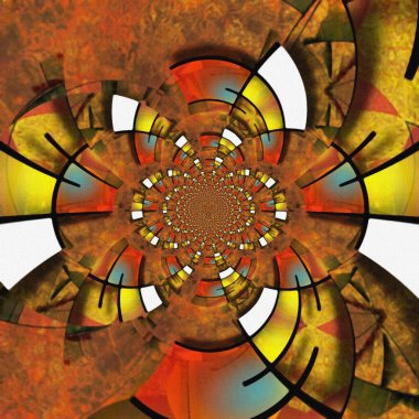 Renkli geometrik fraktal. Kaleydoskop geçmişi. 3B görüntüleme