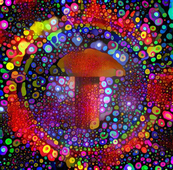 Champignon Abstrait Peinture Colorée Rendu — Photo