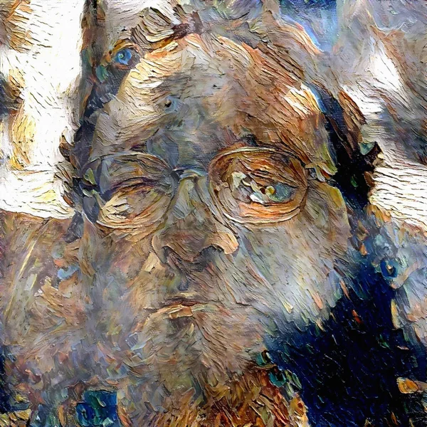 Αφηρημένη Ζωγραφική Γνώση Πρόσωπο Ενός Άντρα Γυαλιά Απόδοση — Φωτογραφία Αρχείου