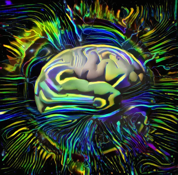 Pintura Abstrata Cérebro Humano Renderização — Fotografia de Stock
