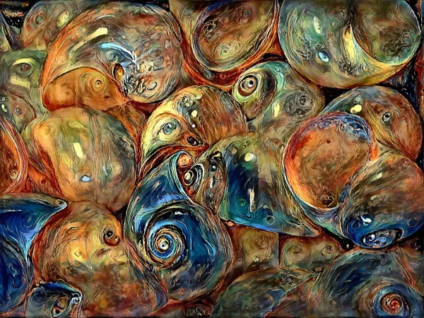 色彩艳丽的贝壳 抽象画 3D渲染 — 图库照片