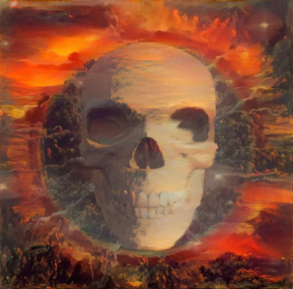 Human Skull Painting Rendering — Stock Photo, Image