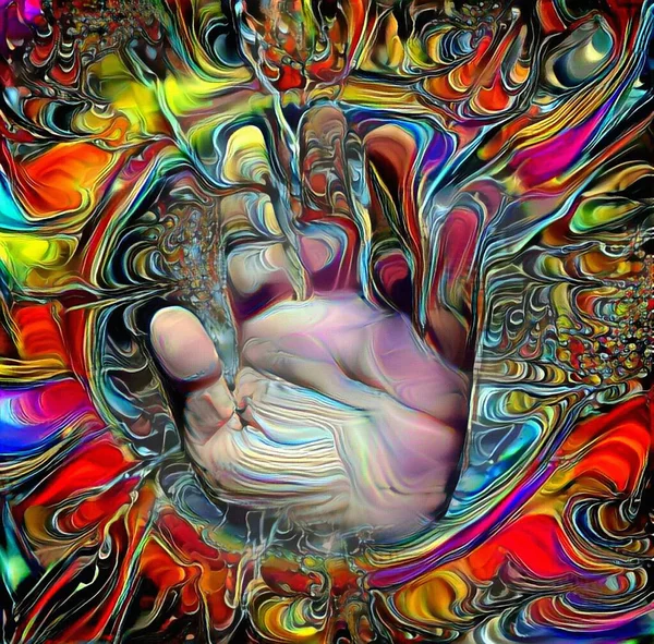 Human Palm Abstract Painting Rendering — Stock Photo, Image