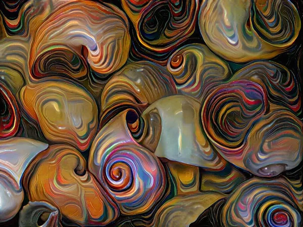 色彩艳丽的贝壳 抽象画 3D渲染 — 图库照片