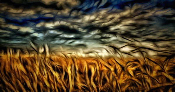 Abstract Veld Van Tarwe Weergave — Stockfoto