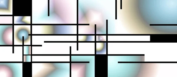 Kolorowe Geometryczne Tło Inspirowane Przez Mondriana Renderowanie — Zdjęcie stockowe