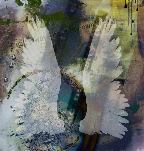 Modern Spiritual Abstract Dark Grunge Background Angels Wings Truth Rendering — Stock Photo, Image