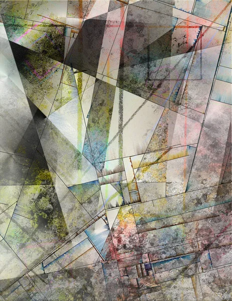 Modern Geometric Abstract Painting Rendering — Stock Photo, Image