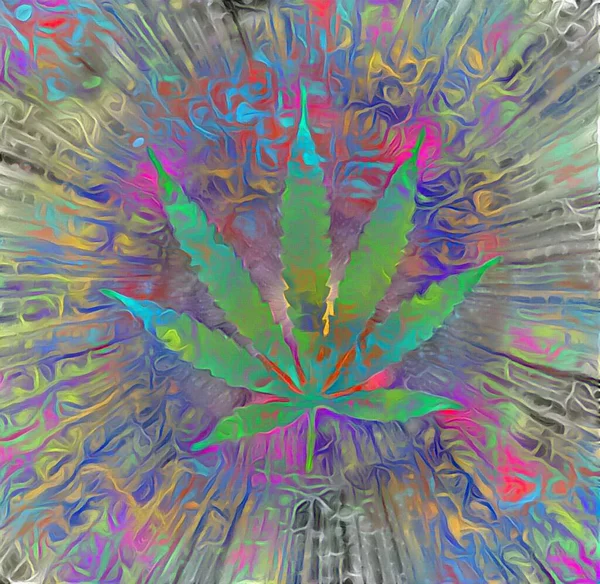 Marihuana Blad Abstracte Schilderij — Stockfoto