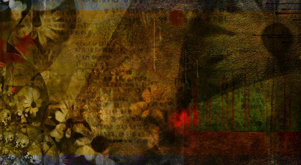 Spirituális Sötét Művészet Kompozíció Szomorú Virágok Renderelés — Stock Fotó