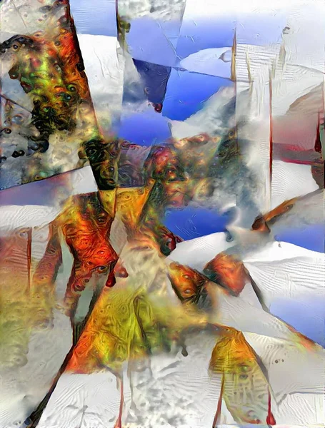 色彩斑斓的抽象画现代数字艺术 3D渲染 — 图库照片