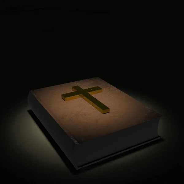 Sainte Bible Avec Croix Rendu — Photo