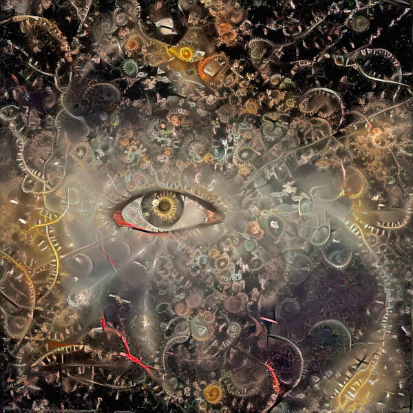 All seeing Eye. Abstract painting. 3D rendering